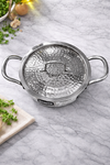 Vivanta 24cm Triply Stainless Steel Kadhai (3.2 Litre) with Glass Lid | Hammered Finish | Induction & Gas Compatible | Heavy Bottom Cookware
