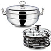 Vinod Stainless Steel Multi Kadai - 5 Plates, 26 cm | 2 Idli, 2 Dhokla and 1 Patra Plate/All in One Idli Cooker, Heavy Guage Idli maker, SAS Bottom Steamer - 2 Year Warranty