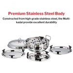 Vinod Stainless Steel Multi Kadai - 5 Plates, 26 cm | 2 Idli, 2 Dhokla and 1 Patra Plate/All in One Idli Cooker, Heavy Guage Idli maker, SAS Bottom Steamer - 2 Year Warranty