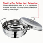 Vinod Stainless Steel Multi Kadai - 5 Plates, 26 cm | 2 Idli, 2 Dhokla and 1 Patra Plate/All in One Idli Cooker, Heavy Guage Idli maker, SAS Bottom Steamer - 2 Year Warranty