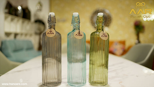 AAR Glass bottle cork for home & office - 1000 ml (BLACK)