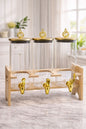3 Jar Glass Beverage Dispenser with Wooden Stand & Gold Tap | Juice, Water & Drink Dispenser Set with Airtight Lids | Elegant Kitchen Counter & Party Drink Server
