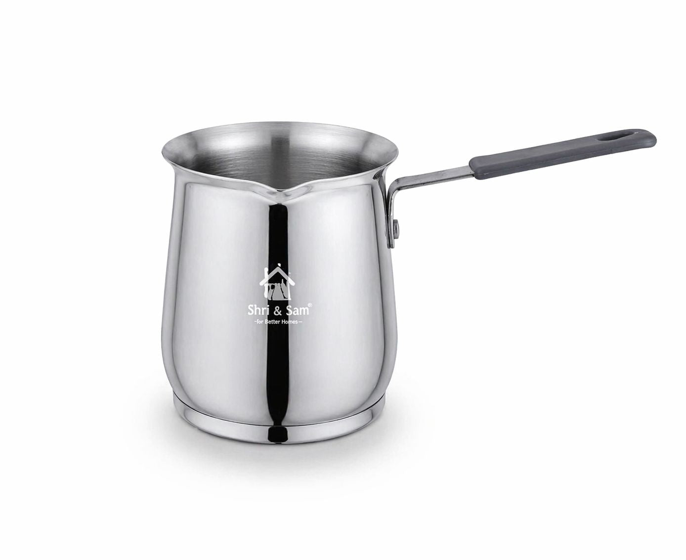 Shri & Sam Stainless 400ml Steel Coffee Warmer with Sandwich Bottom | Heavy Gauge Milk Boiler & Coffee Pot with Heat-Resistant Handle | Durable Kitchen Heating Pan
