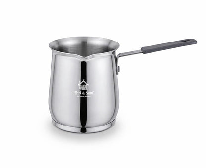 Shri & Sam Stainless 400ml Steel Coffee Warmer with Sandwich Bottom | Heavy Gauge Milk Boiler & Coffee Pot with Heat-Resistant Handle | Durable Kitchen Heating Pan