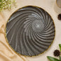 Premium 10.5 Inch Glass Dinner Plates Set of 6 with Gold Rim | Designer Spiral Full Plate Set for Dining & Serving
