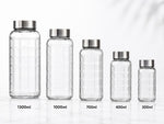 AAR - Elite Toughened Glass Water Bottles, Microwave & Freezer Safe, Leak Proof with Airtight Stainless Steel Gasket Sealed Lid, Scratch Resistant, Transparent - 1300ML