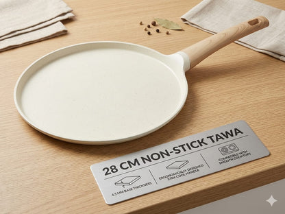 Kroslo 28cm Ceramic Coated Dosa Tawa | Non-Stick Flat Tawa for Dosa, Roti & Pancakes | Induction & Gas Compatible