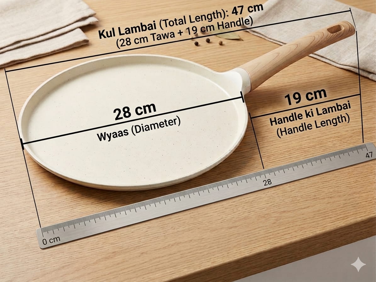 Kroslo 28cm Ceramic Coated Dosa Tawa | Non-Stick Flat Tawa for Dosa, Roti & Pancakes | Induction & Gas Compatible