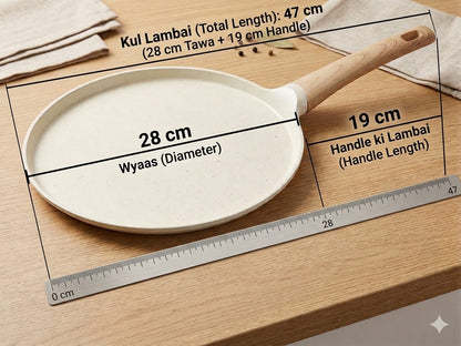 Kroslo 28cm Ceramic Coated Dosa Tawa | Non-Stick Flat Tawa for Dosa, Roti & Pancakes | Induction & Gas Compatible