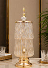 Luxury Ribbed Glass Beverage Dispenser with Gold Finish Tap & Lid | Premium Cocktail, Juice & Water Server for Home, Parties & Events