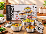Borosil Stainless Steel Insulated Curry Server Set of 3 | 500ml, 900ml & 1.5L | Hot & Fresh Food Serving Bowls with Lids