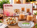 Borosil Jubilee 3-Piece Glass Snack Set – 100% Borosilicate Glass Serving Bowl (430 ml) & 2 Tea/Coffee Mugs (240 ml) – Oven & Microwave Safe Clear Glassware for Breakfast, Tea Time & Gifting