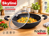 Skyline Non-Stick Kadhai 240mm with Glass Lid | 3mm Thick Induction Base Cookware | Gas, Induction, Electric & Ceramic Compatible