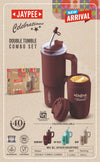 Jaypee Double Tumble Combo Set | Insulated Stainless Steel Travel Mug & Coffee Tumbler Set with Straw | BPA-Free, Food Grade & PU Insulated