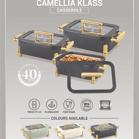 Jaypee Camellia Klass Set of 3 Casseroles | 2000ml & 3000ml Sizes | PU Insulated Stainless Steel Inner Casserole Set | BPA-Free & Food Grade