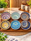 Ceramic Serving Bowl Set of 6 | Colourful Printed Snack & Dessert Bowls | Decorative Mandala Bowls for Dry Fruits, Snacks & Home Dining