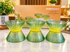 DobiNTE Set of 6 Glass Bowls – Premium Green & Yellow Ribbed Glass Serving Bowls for Snacks, Desserts, Dry Fruits & Sweets
