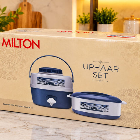 Milton Uphaar Set Gift Pack | 1500ml Casserole & 5L Hot Pot | Insulated Casserole Set for Home, Kitchen & Gifting