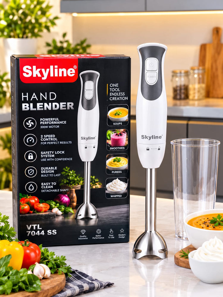 Skyline VTL 7044 SS Hand Blender 300W | 2-Speed Powerful Immersion Blender with Stainless Steel Shaft & Safety Lock