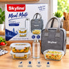 Skyline Meal Mate Lunch Bag with 3 Glass Food Containers & 600ml Water Bottle | Insulated Lunch Box for Office, School & Travel | BPA-Free, Durable & Easy Carry Meal Kit