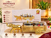Shinemax Designer's Choice 4-Piece Candy and Dry Fruit Set – Luxury Gold Elephant-Themed Serving Cart with Glass Jars and Crystal Lids, Decorative Storage Containers for Mukhwas, Snacks, Dining Table Decor, and Festive Gifting