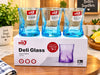 Deli Glass Yunjue Tumbler Set of 6 – 250ml Blue Gradient Crystal Drinking Glasses, Modern Geometric Cut Pattern Heavy Base Juice, Water, and Cocktail Glasses for Dining Table, Parties, and Kitchen Barware