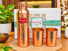 Devidayal Pure Copper Water Bottle and 2 Glasses Gift Set – Handcrafted Hammered Finish Copper Drinkware Combo for Ayurvedic Health Benefits, Yoga, Home, Office, and Festive Gifting