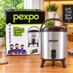 Pexpo Superio 6 Insulated Water Dispenser Jug – 304 Inner Stainless Steel Thermal Water Jug with Tap and Sturdy Stand, Leak-Proof Portable Drinkware Container for Home, Office, Parties, and Outdoor Travel