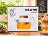 Tea & Pot Glass Teapot with Wooden Lid – Borosilicate Glass Tea Kettle with Infuser Spout, Heat-Resistant Loose Leaf Tea Maker, Clear Transparent Pot for Blooming Tea, Herbal Tea, and Kitchen Tableware