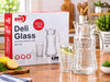 Deli Glass 7-Piece Crystal Glassware Set – 1.1L Water Jug / Pitcher with Lid and 6 Pcs 278ml Drinking Glasses, Elegant Diamond Cut Pattern, Transparent Juice and Beverage Server Set for Dining Table, Parties, and Gifting
