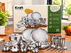 Kraft 24-Piece Stainless Steel Dinner Set – 100% Rust-Proof, High-Quality Toxin-Free Kitchen Dining Set with Plates, Bowls, Glasses, and Cutlery, ISI Certified Heavy-Gauge Glossy Finish Crockery for Home and Gifting