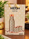 Milton Copper Amaya Gift Set – 1 Pure Copper Water Bottle with 2 Matching Copper Glasses, Elegant Traditional Printed Design, Leak-Proof Ayurvedic Drinkware Set for Home, Office, and Festive Gifting