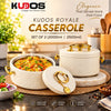 Kudos Royale Casserole Set of 2 | 2000ml & 2500ml Insulated Hot Pot with Premium Stainless Steel Inner Bowl, Food Warmer & Serving Casserole for Kitchen & Dining