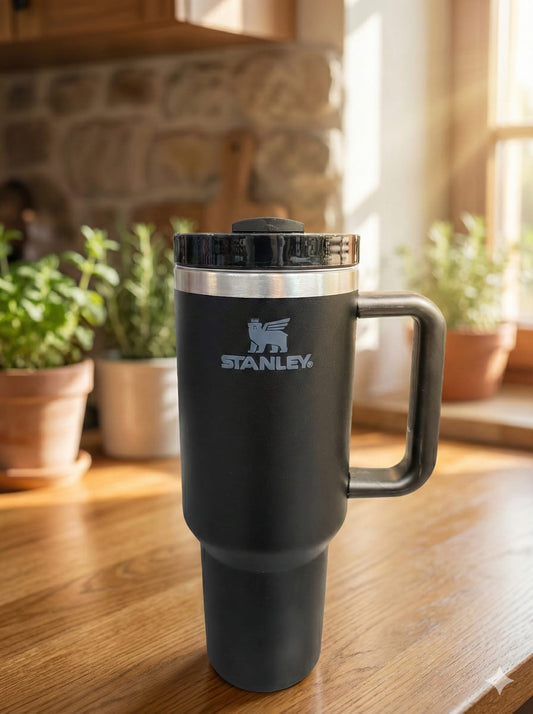 Stanley Insulated Tumbler with Handle –Stainless Steel Travel Mug, Keeps Drinks Cold 11 Hours & Hot 8 Hours (Black)