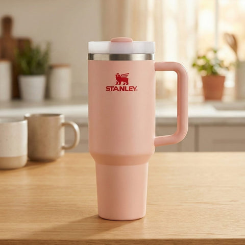 Stanley Insulated Tumbler with Handle –Stainless Steel Travel Mug, Keeps Drinks Cold 11 Hours & Hot 8 Hours (Pink)