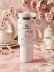 Stanley Insulated Tumbler with Handle –Stainless Steel Travel Mug, Keeps Drinks Cold 11 Hours & Hot 8 Hours (White Kitty)