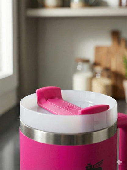 Stanley Insulated Tumbler with Handle –Stainless Steel Travel Mug, Keeps Drinks Cold 11 Hours & Hot 8 Hours (Dark Pink)