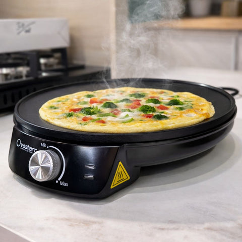 Ovastar 1200W Electric Dosa Maker OWDM-5703 | Non-Stick Surface | Adjustable Temperature Control | Multi-Purpose Roti, Paratha & Uttapam Maker | 1 Year Warranty