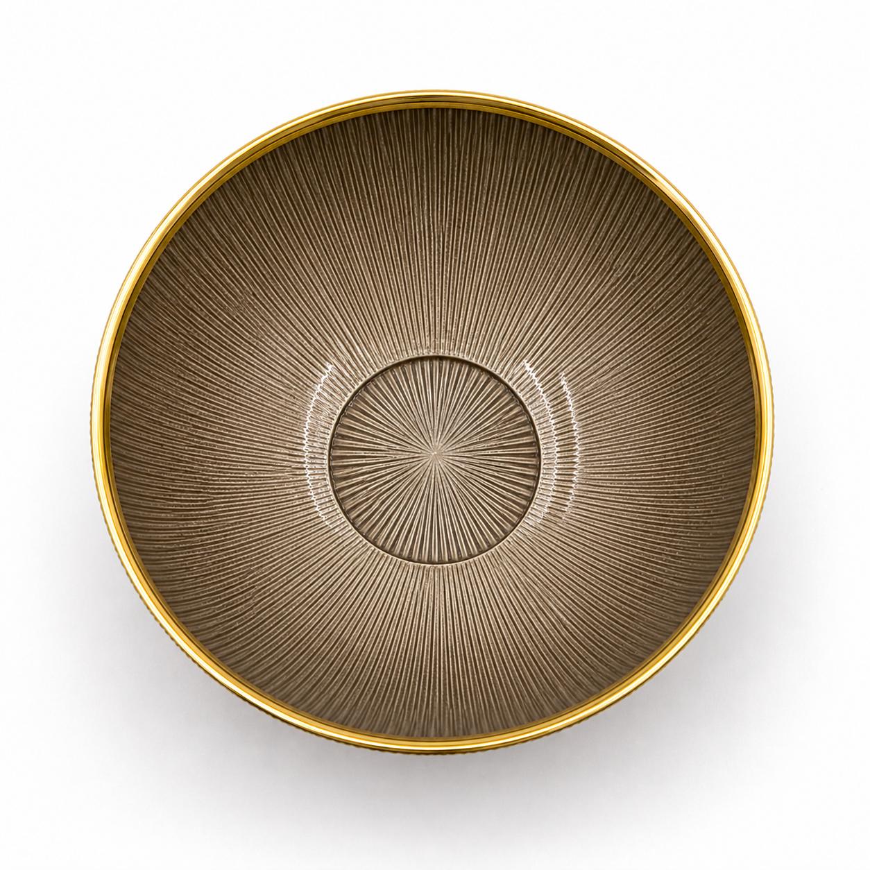Premium 6-Inch Ribbed Glass Bowl Set (Set of 4) with Gold Rim | Elegant Serving & Dessert Bowls