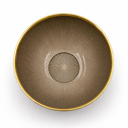 Premium 6-Inch Ribbed Glass Bowl Set (Set of 4) with Gold Rim | Elegant Serving & Dessert Bowls