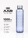 AAR - Elite Toughened Glass Water Bottles, Microwave & Freezer Safe, Leak Proof with Airtight Stainless Steel Gasket Sealed Lid, Scratch Resistant, Blue - 1000ML