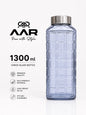 AAR - Elite Toughened Glass Water Bottles, Microwave & Freezer Safe, Leak Proof with Airtight Stainless Steel Gasket Sealed Lid, Scratch Resistant, Blue - 1300ML