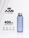 AAR - Elite Toughened Glass Water Bottles, Microwave & Freezer Safe, Leak Proof with Airtight Stainless Steel Gasket Sealed Lid, Scratch Resistant, Blue - 400ML