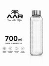AAR - Elite Toughened Glass Water Bottles, Microwave & Freezer Safe, Leak Proof with Airtight Stainless Steel Gasket Sealed Lid, Scratch Resistant, Transparent - 700ML
