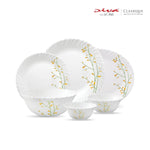 La Opala Diva, Classique Collection, Opal Glass Dinner Set 27 pcs, Citron Weave, White