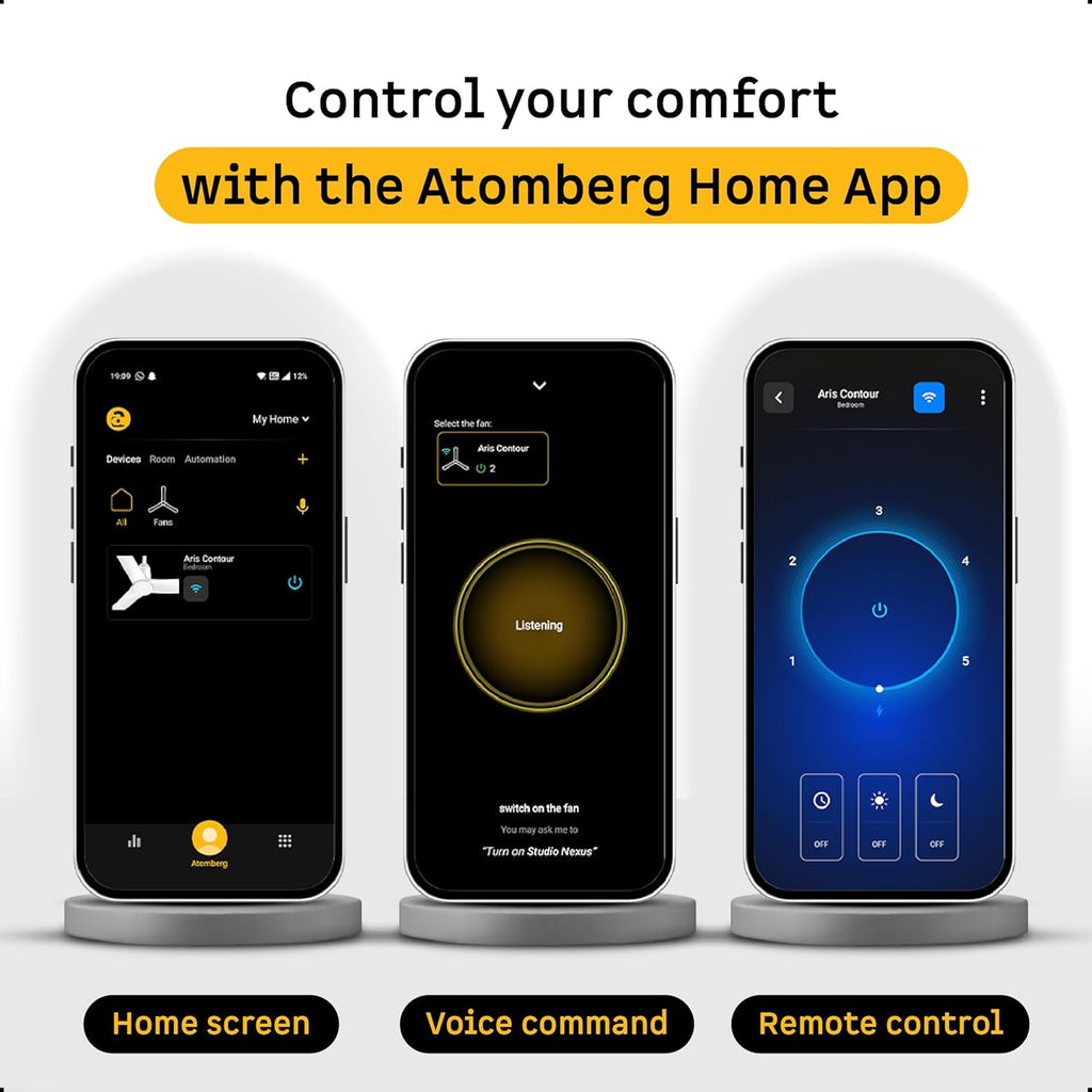 Atomberg Aris Contour Smart 1200mm BLDC Ceiling Fan with IoT & Remote,5 star,Best-in-class Air Delivery,Silent Operation,Free Installation, Award Winning Sleek Design, 3 Year Warranty (Regent Grey)