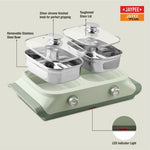 Jaypee Twin Power -2 Removable Steel Bowls Electric Casserole Set -1100ml each (Reheat Your Meal in Just 30 Minutes)