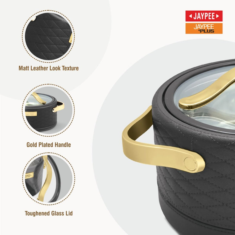 Jaypee Luxura Klass PU Insulated Inner Stainless Steel Casserole, 2000ml Black