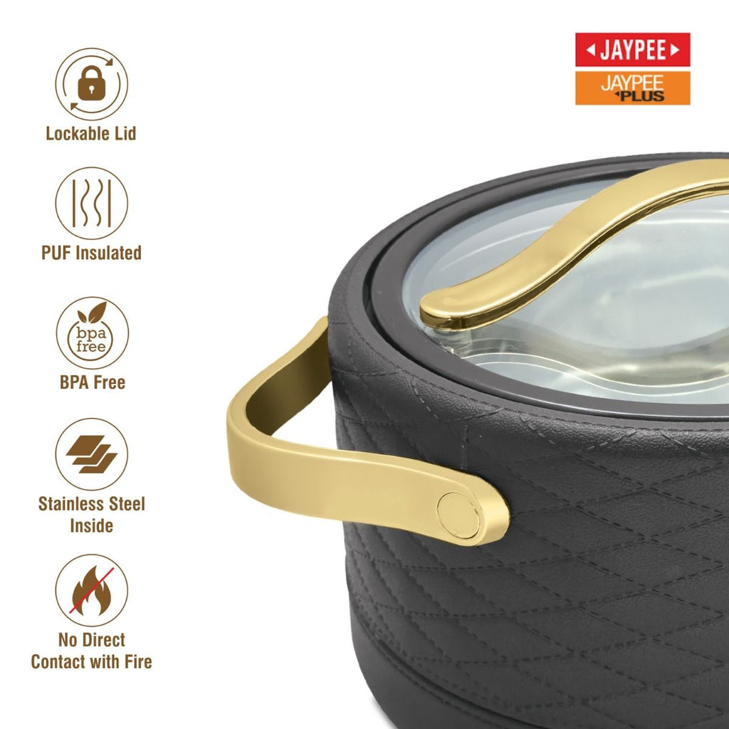 Jaypee Luxura Klass PU Insulated Inner Stainless Steel Casserole, 2000ml Black