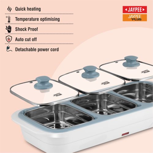 Jaypee E-3 Electric Casserole Set with Toughened Glass Lid